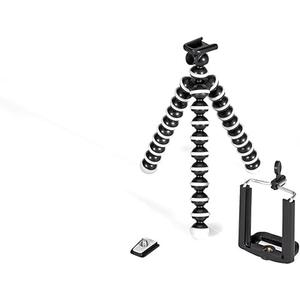 GPX 7 Inch Micro Smartphone Tripod, Includes Smartphone Adapter and Mounting Adapter, Max Height 6.1 Inches (TPD78B), Black and Helix/Retrak Tripod Selfie Stick with LED Ring Light Black