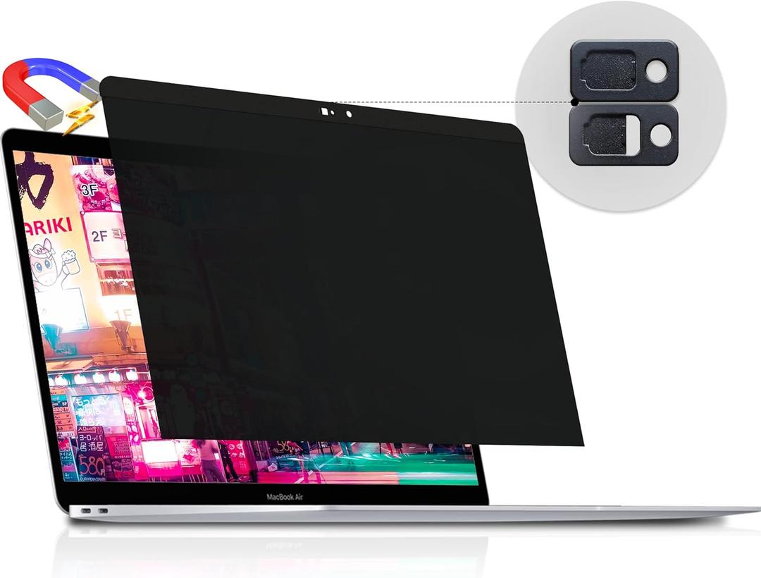 Magnetic Privacy Screen for Macbook Air 13 Inch (2018-2021, M1) / Macbook Pro 13 in (2016-2022, M1, M2), Removable Anti Blue Light Glare Filter for Mac 13In Laptop (black)