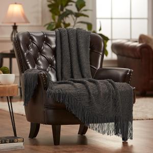 Chanasya Premium Dark Olive Throw Blanket with Tassels - Acrylic Knitted Super Soft Fluffy Warm Cozy Lightweight Chic Boho Blanket for Bed Sofa Chair Couch Cover Living Bed Room (50x65 Inches) Lush