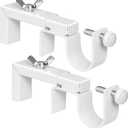 2 Pack Adjustable Curtain Rod Bracket Attachment for Outside Mounted Blinds,Fit for 1.3 - 2 inches Wide Track,No Drill Curtain Rod Holder for Externally Mounted Blinds Drapery Rods (White)