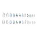 Medium Press on Nails Almond Shaped Fake Nails with Designs 3D Rhinestone Gel Glue on Nails Bow False Nails Pearl Acrylic Nails Sliver Lines Artificial Nails Glossy Stick on Nails for Women