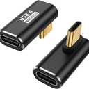 AuviPal 90 Degree USB C Adapter (2 Pack), L Shape Left and Right USB Type C Connector for Meta Quest, MacBook, iMac, iPad, iPhone 16 15 Series and Other Type C or Thunderbolt 4/3 Devices - Black