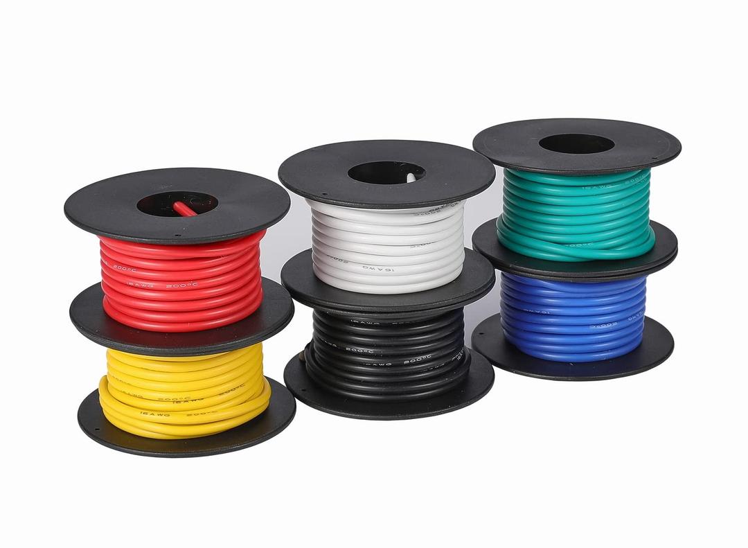14AWG Silicone Wire 13.2ft (4m) 6 Colors - Flexible Tinned Copper Stranded Wire 600V High Temp Resistant (OD:3.5mm) for Automotive, Marine, DIY Electrical Wiring