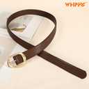 WHIPPY Leather Belt for Women Casual Waist Belt with Gold Buckle Fashion Ladies Belt for Jeans Pants Dress (M: Fit Waist Size 31"-35")