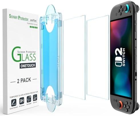 amFilm Auto-Alignment OneTouch for Nintendo Switch 4 Screen Protector [7.9''] 2025 Tempered Glass, Accessories, 30 seconds Installation, Bubble Free, Anti-Scratch, Touch Sensitive, Ultra-Clear [4Pack]