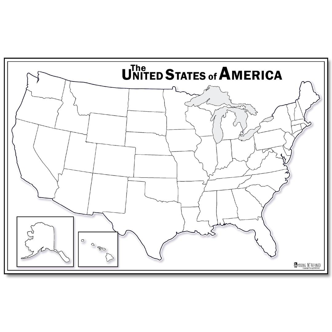 24 x 36 Inch Blank United States Map Dry Erase Poster Laminated US Outline Map Poster with Black Dry Erase Marker and Cleaning Cloth for Classroom Office Home School