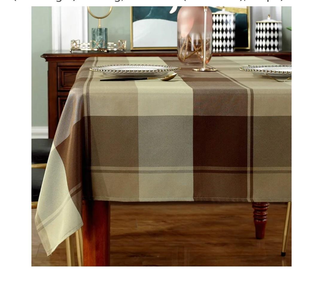 Rectangle Tablecloth Plaid Style Polyester Table Cloth Spillproof Dust-Proof Wrinkle Resistant Heavy Weight Table Cover for Kitchen Dinning Tabletop (Rectangle/Oblong, 52" x 70" (4-6 Seats),Taupe)