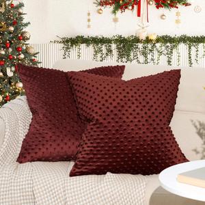 PHF Minky Dot Euro Sham Covers 26"x 26", 2 Pack Soft Cozy Minky Bubble Real Velvet Throw Pillow Covers, No Insert,Home Decorative Euro Pillow Cases for Couch Sofa Bed, Wine Red
