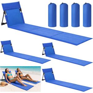 Karenhi 4 Pcs Foldable Poolside Chairs Portable Beach Chair Folding Seat for Edge of Pool Provide Back Support with Carry Bag for Adults Traveling Camping Picnic Lawn, 59 Inch
