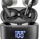 TOZO T20 Wireless Earbuds Bluetooth Headphones 48.5 Hrs Playtime with LED Digital Display, IPX8 Waterproof, Dual Mic Call Noise Cancelling 10mm Broad Range Speakers with Wireless Charging Case, Black