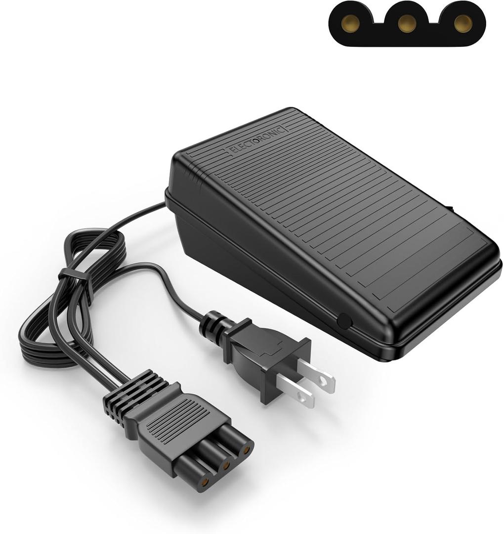Foot Pedal Power Cord Replacement for Janome Sewing Machine Compatible with Janome 033770217 hd1000 128 2212 7318 7933 3434d Kenmore 385.12318990 385.12908 384 385 1802400, Three Round Plug