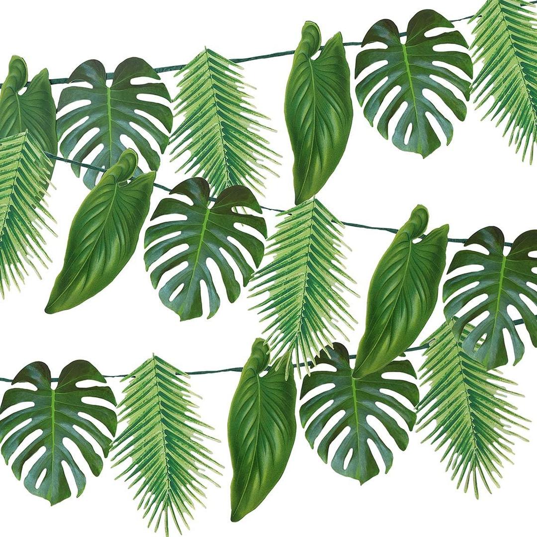 Tropical Palm Leaf Garland Party Decorations, Length 2.6M, 8.5 FT, Green