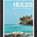 HOUSE DAY 16x20 Poster Frame MDF Wood and Polished Plexiglass, 16 x 20 Picture Frame Black without Mat or 12x18 with Mat, Horizontal or Vertical Wall Mounting 16x20 Poster Frames for Large Size Picture 1 Pack