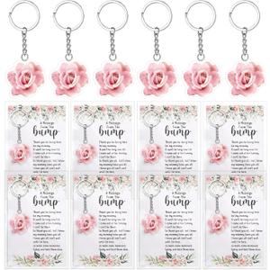 Landical 25 Sets Floral Baby in Bloom Baby Shower Party Gifts for Guest 25 Acrylic Keychains 25 Thank You Cards for Baby Shower Gender Reveal Party Favors