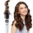 KISS Instawave Deluxe Automatic Rotating Curling Iron, Ceramic Ionic Technology, Tangle Prevention, 2-Way Rotation, Dual Heat Settings up to 420F, 1 Curling Wand, Black & White