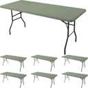 Enjoyidea Fitted Tablecloth for 8 Foot Rectangle Tables-6 Pack Sage Elastic Outdoor Picnic Table Cover-Spandex Stretch Folding Table Cloths 8ft for Camping Dining Room Patio Kitchen Banquet Party