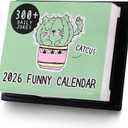 2026 Desk Calendar - 2026 Daily Calendar, Funny Desk calendars with 300+ Daily Jokes, Daily Desk Calendars One Page Per Day, Joke Calendar, 5"6",Cactus and Cat Design