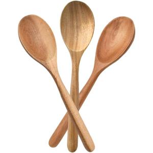Wooden Spoons for Cooking, Healthy Acacia Wood Spoon Scoops, Kitchen Serving Spoon Set of 3, Food Servers Ladle, Cooking Utensil For Soup Stirring, Salad Servers