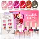 Double Rhythm Cat Eye Gel Nail Polish Set of 6 Same Color Same Bottle 0.5 Oz Shimmer Glitter with Magnet Holographic Reflective Magnetic UV Nail Polish Kit at Home (Glass Brown Red Nude-T6-43)