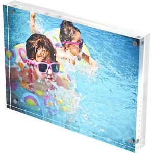 DreamShore 5x7 Acrylic Magnetic Picture Frame, 1 Pack Clear Frameless Rectangle Photo Frame for Desktop Display