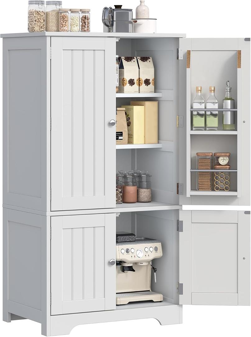 ChooChoo 43" H Pantry Cabinet with 4 Doors & 4 Door Shelves, 15.75"D x 23.62"W x 43.31"H