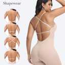 SHAPESHE Backless Strapless Shapewear Bodysuit Plunge Low Back Body Shaper (Beige, XS)