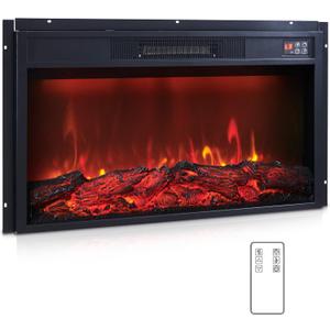 30" Electric Fireplace Insert, Fireplace Heater with Remote, 3 Flame Control, Heater Control, Low Noise, 6 Hour Timer, Overheating Protection, 1400W, Touch Screen (Black)