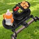 JACZZO Universal Stroller Snack Tray with 3 Detachable Silicone Bowls, Anti-Slip Silicone Grips & Cup Holder, Stroller Attachment for Nuna, Uppababy, Travel Essentials for Baby, Stroller Accessories