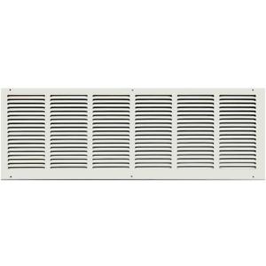 HVAC Premium 34'' x 12'' [Duct Opening] Flat Stamped Steel Return Air Grille - Sidewall and Ceiling - HVAC Vent Duct Cover - White [Outer Dimensions: 35.75''w X 13.75''h]