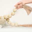 Extra Large Wood Bead Garland with 1.6" Diameter Wood Beads, Wooden Beads Garland with Tassels, Decorative Beads Home Decor, Farmhouse Beads Decor (Nature Beige, 67 Inches)