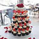 2 x Gyufise 24Pcs Valentine's Day Oh Baby Cupcake Toppers Glitter Baby Feet Sweet Love Heart Valentine's Day Cake Decorations for Love Valentine's Day Theme Baby Shower Birthday Party Supplies Red