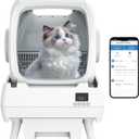 Automatic Cat Litter Box Self Cleaning - App Control, Cat Toilet Records, Suitable for Big Cats, Medium Cats, Kittens and Multi-Cat Families, Anti-Pinch, Low NoiseAssembly Required- White