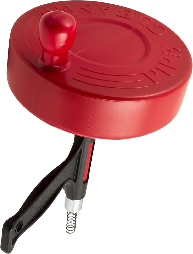 Plumb Craft 7750115 15' Manual Canister Pipe Auger (Foot) for Small to Medium Household Drains up to 2" inch in Diameter, Red