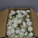 Jexine 100 Pieces Artificial Roses Flowers Bulk, Long Stem Realistic Fake Silk Roses Bouquet for Table Centerpiece Vases Wedding Party Home Kitchen Decor (White)