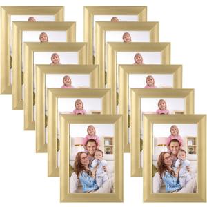 Giftgarden 4x6 Picture Frame Gold Set of 12, Multi Modern 4 x 6 Frames Bulk for Wall or Tabletop Display