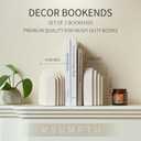 Decorative Bookends for Shelves, Set of 2 Book Ends for Heavy Books, Layered Arch Design Beige Bookend