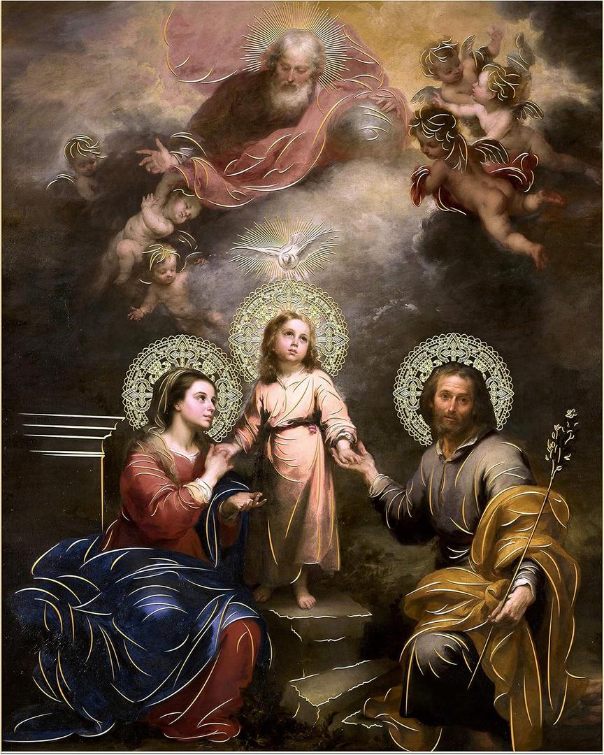 Holy Family (12"x16") Gold Foil - Religious Wall Art Laminated Print Unframed Poster Paper Home Decoration Arte Diseño Piezas Maestras