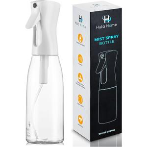 Hula Home Spray Bottle for Hair (20oz/590ml) - Powered by Flairosol Spray Technology - Continuous Ultra Fine Mist Sprayer  For Hairstyling, Cleaning, Salons, Plants, Essential Oil & More - White (16.9 Ounces)