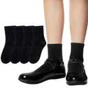 WEVIAS Kids Crew Socks Boys Cotton Black White Grey Athletic School Uniform Dress Socks 4 Pairs (4 Pairs Black, 9-12 Years)