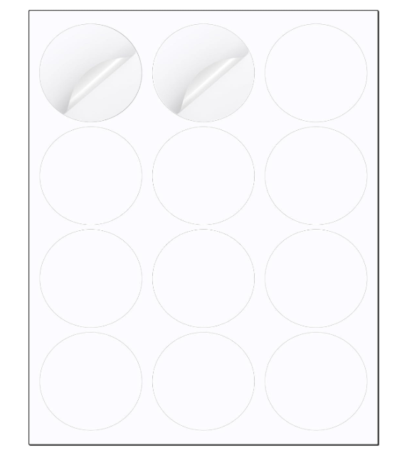 Methdic 2.5" Diameter High Visibility Printable Round Labels，Matte White，360 Customizable Blank Stickers