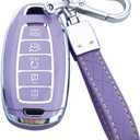 Key Fob Cover Case Compatible with Hyundai Palisade Elantra Kona Accent Azera Veloster Car Accessories (Purple, 5-button)