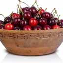 Mela Artisans Wooden Fruit Bowl | Medium Burnt Finish | 9 Mango Wood Serving Bowl with Felt Pads | Multipurpose for Kitchen Countertop |Salad | Snacks | Breads & More | Natural Grain Texture