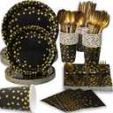 175 Pieces Disposable Plates , Paper Plates for Party, Dinnerware Set includes 25 pcs 9" diameter dinner plates , 25 pcs 7" diameter Dessert Plates, 25 Spoons, 25 Forks, 25 Knives, 25 Cups25 Napkin