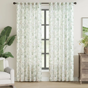 jinchan Linen Floral Curtains 84 Inch Length for Living Room Bedroom Light Filtering Farmhouse Peony Flower Drapes Rustic Window Curtain Set Rod Pocket Back Tab 2 Panels Green