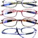 AQWANO 4 Pack Computer Reading Glasses Blue Light Blocking Lightweight TR90 Flexible Frame UV Protection Readers for Women Men (4 Pack, 4.00)