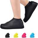 Waterproof Shoe Covers, Non-Slip Water Resistant Overshoes Silicone Rubber Rain Shoe Cover Outdoor cycling Protectors apply to Men, Women, Kids (X-Large, Black)