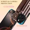 LSL for iPhone 16 Pro Case with Wrist Strap Kickstand, Cute Stripes Vertical Lines Pattern, Camera Protection Slim Soft TPU Shockproof Anti-Scratch Protective Case for Women Girls, Brown