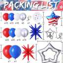 147Pcs Red White and Blue Independence Day Balloon Garland Arch Kit,with Explosion Star,Flag Foil Balloons for 4th of July Patriotic Memorial Veterans Baseball Nautical Birthday Party Decorations