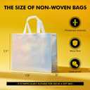 RACETOP 15 Pcs Iridescent Glossy Gift Bags Large Size, 13x5x11 Inch Holographic Reusable Gift Bags with Handles & Sturdy Base, Ideal for Birthday, Wedding, Bachelorette, Party Favors, Holiday Goodie