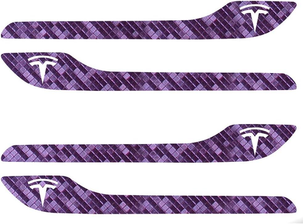 IPG for Tesla Model 3 / Model Y Door Handle Decal Sticker Wrap Kit (Set of 4) with Tesla Logo (Purple to Blue Chameleon)